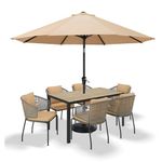 THESHELTERS - Premium Center Pole Garden Umbrella with Stand - Large Outdoor Lawn Patio Umbrella Perfect Choice for Lawn, Resorts, Poolsides | UV Protection - Adjustable Height (Beige)