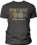 40th Birthday Gift T-Shirt - Retro Birthday - Vintage 1980 Parts - 001-Dk. Heather-Lg