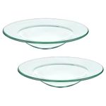 HANABASS 2pcs Replacement Oil Warmer Dish Wax Melt Warmer Liner Dish Round Glass Candle Wamer Bowl Plate Burner Wax Tray