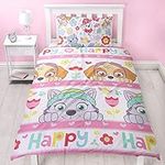 Paw Patrol Bright Girls Single Duvet Cover | Reversible Two Sided Design | Kids Bedding Set Includes Matching Pillow Case