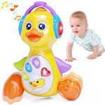 Yerloa Musical Duck Crawling Baby Toys 6-12 Months Infant Tummy Time Toy Babies 0-6 Month Moving Walking Dancing Crawly Light Up Developmental Toy 3 4 5 6 7 8 9 10 11 12 18 Month Toddler Girl Boy Gift