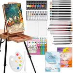 Falling in Art All-in-One Artist Painting Set with French Easel, 63-Piece Art Supplies Starter Kit for Professional Artists with Watercolor and Acrylic Paint Set, Canvas, Paintbrushes for Beginners