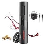 Rechargeable Electric Wine Bottle Openers Electric Wine Opener, Wine Gift Automatic Wine Opener with Foil Cutter (Rechargeable Black)