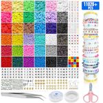 TOANWOD Bracelet Making Kit: 11020 PCS Clay Beads Friendship Bracelets Kits - Seed Bead Charms Pearls Jewellery Making Kit - Girls Gifts DIY Set Arts and Crafts Teen Adult Cheap Stuff