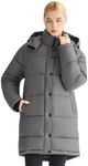 Orolay Winter Coats for Women Long Puffer Coat Waterproof Parka Warm Jacket Hooded with Pockets, Gray, Large