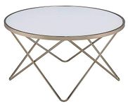 ACME Furniture Acme 81825 Valora Coffee Table, Frosted Glass & Champagne, One Size