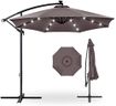 Best Choice Products 10ft Solar LED Offset Hanging Market Patio Umbrella for Backyard, Poolside, Lawn and Garden w/Easy Tilt Adjustment, Polyester Shade, 8 Ribs - Deep Taupe