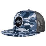 BASSDASH Flat Brim Trucker Cap Adjustable Snapback Hat Mesh Back for Men Women, Shark Camo, One Size