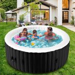 2-4 Person Inflatable Hot Tub, Round Blow Up Portable Hot Tub, Leak-Proof PVC Outdoor Spa with 120 Strong Air Jets, Heater Pump and Insulated Cover, 71” X 71”X 25”