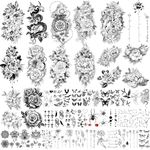 Yazhiji 49 sheets large sexy flowers collection waterproof temporary tattoo lasting fake tattoos for women and girls.