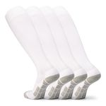 AK SOK Two Pairs of Football Socks,Soccer Socks,Knee High Socks for Boys & Men (CA/US, Alpha, Medium, Regular, Regular, White)