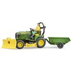 Bruder 09824 bworld John Deere Lawn Tractor w Trailer and Gardener