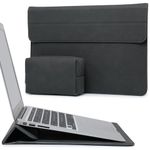 HYZUO 13.3-14 Inch Laptop Sleeve with Stand Feature for MacBook Pro 14 M3/M2/M1 Pro/Max A2992 A2918 A2779 2024-2021, MacBook Air 13 2017-2012, 13.5-13.8 Surface Laptop 7-1, with Pouch, Space Grey