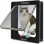 CEESC Extra Large Cat Door (Outer Size 11" x 9.8"), 4 Way Locking Large Cat Door for Interior Exterior Doors, Weatherproof Pet Door for Cats & Doggie with Circumference < 24.8" (Black)