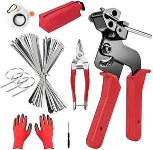 GRENTOOL Metal Zip Ties Gun Set, Cable Tie Gun with 200Pcs Self-Locking Stainless Steel Ties, Heavy Duty Zip Tie Tool Kit for Chain Link Fence, Exhaust Pipes, Automotive