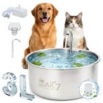 MAK7 Stainless Steel Pet Water Fountain for Cats & Dogs | Smart Automatic Pet Water Fountain 3L | Cat Water Fountain with Silent Pump Circulation System | Fresh & Automatic Pet Water Dispenser