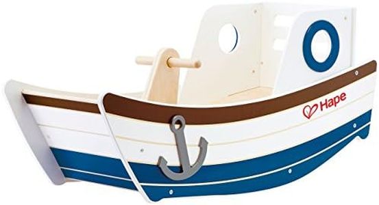 Award Winning Hape High Seas Wooden Toddler Rocking Ride On, L: 32, W: 12.5, H: 14.4 inch