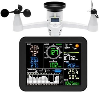 Urageuxy Weather Station Wireless Indoor Outdoor, with Rain Gauge and Wind Speed/Direction, Temperature, Humidity, Air Pressure, Weather Forecast, and Alarm, with PC Interface (Windows Only)