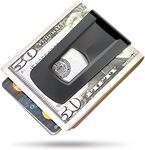 The Tightwad Money Clip - Minimalist Slim Wallet For Men - Front Pocket Credit Card Holder - Metal Small Mens Wallets (Black)