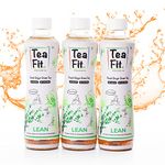 TeaFit LEAN ZERO SUGAR Peach Ginger Unsweetened Ice Tea (Pack of 30 X 300ml each) | Real Freshly Brewed Green Iced Tea | 15 Super Ayurvedic Herbs | Diabetic Friendly | For Immunity | Stress Relief | Ready to Drink