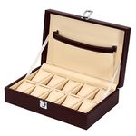 Hard Craft Watch Box Organizer Holder Jewelry Accessories Display Storage Case Watch Organiser Collection Box 10 Slots In PU Leather For Men Women Brown Color