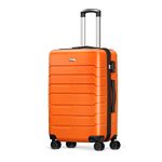 Strenforce Luggage ABS Durable Suitcase with Spinner Wheels TSA Lock,Checked-Medium 24-Inch,Orange