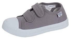 Kids Canvas Shoes Boys Trainers Girls Pumps Unisex Easy Fasten Plimsolls Casual Shoes Grey 12 UK Child