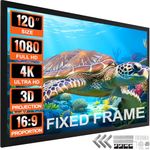 VEVOR Projection Screen 120 inch 16:9 Movie Screen Fixed Frame 3D Projector Screen for 4K HDTV Movie Theater Home