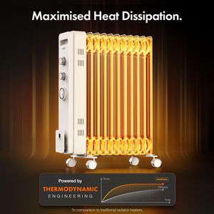 VonHaus 11-Fin Oil Radiator Heater, 2500W – Portable Electric