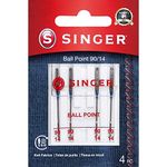 Singer Universal Ball Point Machine Needles for Knit Fabric, Size 90/14, 4-Pack