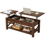 Rolanstar Coffee Table, 47.2" Lift Top Coffee Table with Hidden Compartment, 2 Way Lift Top Coffee Table with Open Shelf & X Wooded Support, Farmhouse Center Table for Living Room, Espresso