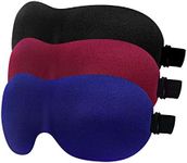 YIVIEW Sleep Mask Pack of 3, Lightweight & Comfortable Super Soft Large Adjustable 3D Contoured Eye Masks for Sleeping, Travel, Shift Work, Naps, Night Blindfold Eyeshade for Men Women, Black/Blue/Red