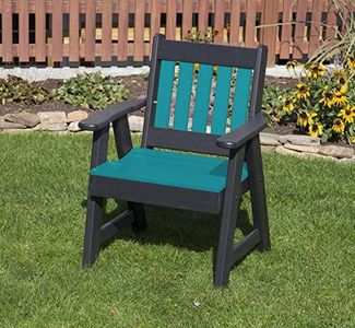 ECOMMERSIFY INC Aruba Blue-Poly Lumber Mission Poly Resin 2 FEET Patio Garden Chair Heavy Duty Everlasting PolyTuf HDPE - Made in USA - Amish Crafted
