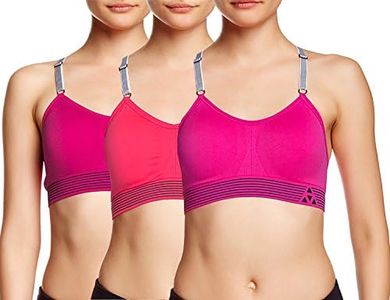 Balanced Tech Ultimate Performance Seamless Sports Bra 3-Pack - Jazzy/Pink Glo/Diva Pink - Small