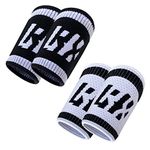 LYFT-RX Wrist Sweatbands, Slim Fit Design for Weightlifting, Gym, Workout, Cross Training, Weight Lift, Sports, 4.5 inch Sweat Wicking Wrist Bands, Men & Women, 2 Pairs - Black/White Medium