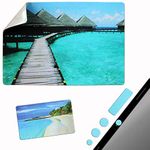 Mouse Pad Adhesive Bottom - Sticks to Any Surface - Portable - Webcam Covers and Screen Cleaner Included (Beach)