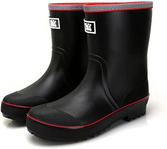 Rain Boots for Men, Waterproof PVC Rubber Boots Mens Garden Boots, Comfort Mid-Calf Lightweight Adjustable Raining Shoes, Elastic Chelsea Ankle Rain Boots Fishing Shoes for Yard Farm Outdoor Work,