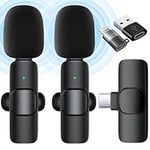 Wireless Microphones, 2 Pack Wireless Microphone for iPhone iPad Smart Phone Computer, Plug-Play Microphone Wireless Lavalier Microphone for Recording,Live Stream,YouTube,Facebook,TikTok