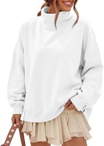 Trendy Queen Women’s Fleece Oversized Mock Neck Sweatshirts with Pockets