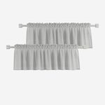 2 Pieces Grey Valance for Windows 16 inch Natural Linen Textured Short Small Mini Curtains Topper Vintage Rustic Sheers Farmhouse Living Room Bedroom Door Kitchen Bathroom Rod Pocket 52" Wx16 L