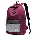 School Backpack for Women,VASCHY Water-Resistant Classic Lightweight Casual Daypack Travel Rucksack Fits 15inch Laptop with Water Bottle Pockets Burgundy