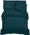 Utopia Bedding 4 Piece Double Bedding Set - Duvet Cover, Fitted Sheet with Pillow cases - Soft Brushed Microfiber (Teal)