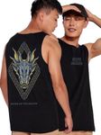 Bewakoof Official House of The Dragon Merchandise Men's Graphic Printed Regular Fit Sleeveless Round Neck Cotton Vest_539997_Black_2XL