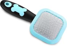 Slicker Brush, PETPAWJOY Dog Brush Gently Cleaning Pin Brush for Shedding Dog Hair Brush for Small Dogs Puppy Yorkie Poodle Rabbits Cats-Blue