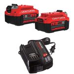 CRAFTSMAN V20 Lithium Ion Battery, 4.0-Amp Hour, 2 Pack with Fast Charger (CMCB204-2 & CMCB104)