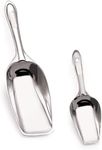 Puthak 2-Piece Stainless Steel Flat Bottom Bar Ice Flour Utility Scoop, Small & Big, Silver (Combo of 2)