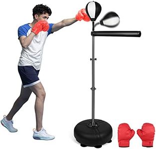 Black and White Teen 6-16 Boxing Refle Bag Boxing Speed Trainer Punching Bag Spinning Bar, Training Boxing Ball with Reflex Bar Free Standing