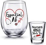 Essential Wine Glass Nurses Need Shots Too Shot Glass Gift Set, Funny Glass Gift Friend Present for Women Male Sister Mom Nursing School Student Graduation Birthday Party Nurses Day