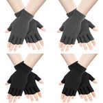 AURUZA 4 Pairs Half Finger Gloves Winter Fingerless Gloves Knit Gloves for Men Women (2 Black 2 Dark Grey)