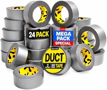 24 Pack Duct Tape Heavy Duty Waterproof - 2 In x 90 Ft - All-Weather, Silver, Easy to Tear, Strong Hold, No Residue, Gray Bulk Waterproof Tape for Repairs, DIY, Sealing, B2B, Home, Office, Outdoor Use